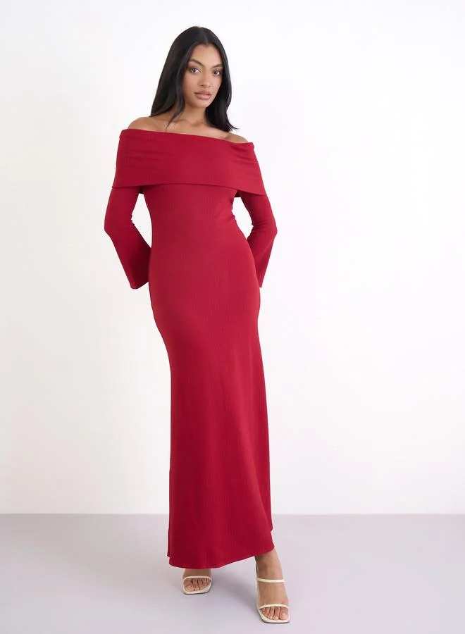 ستايلي فستان سهرة طويل بياقة باردو