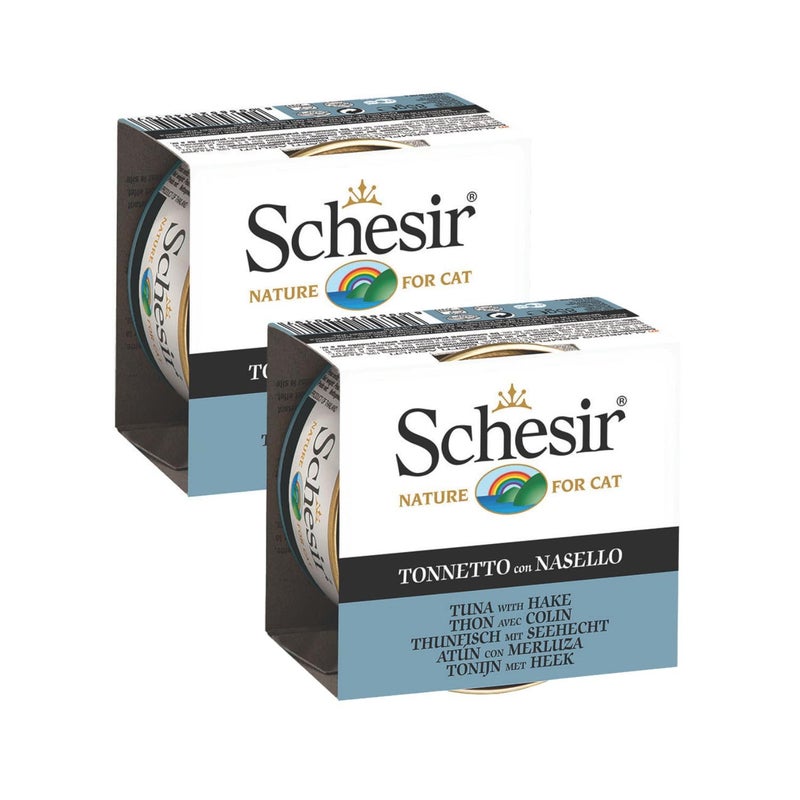 Schesir Tuna Whole Meat with Hake in Jelly Cat Wet Food - Premium High-Protein, 100% Natural Ingredients, 85g Grain-Free, Easily Digestible, for Adult Cats (Pack of 2) - Image 2