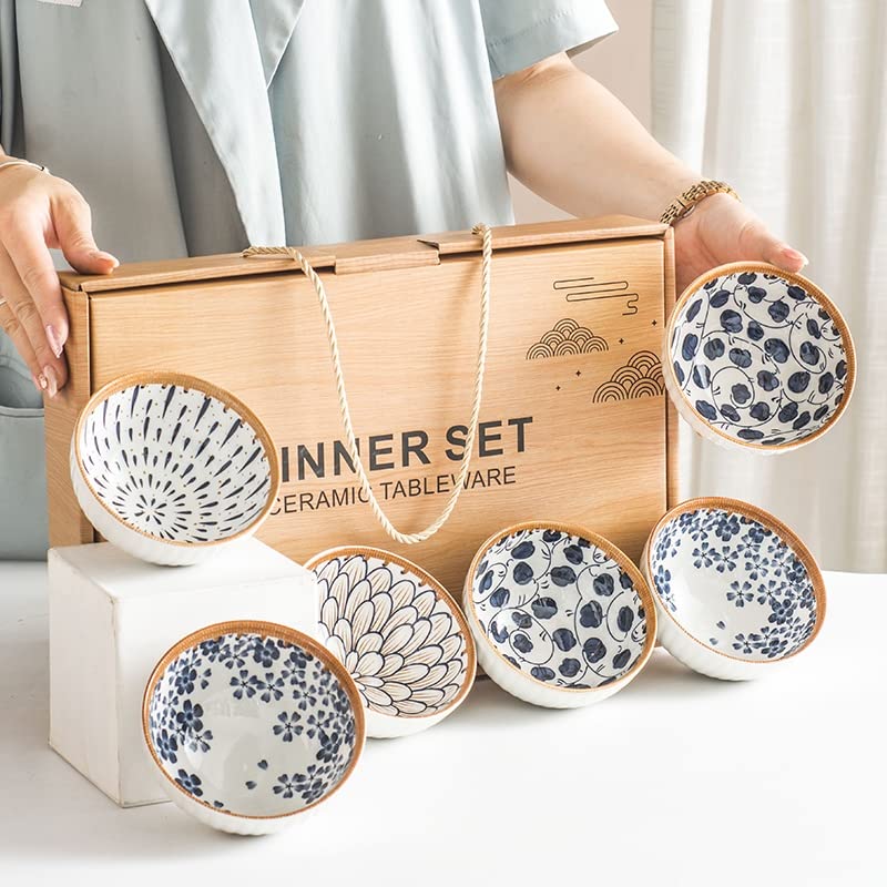 UniKart Set of 12 Pieces Japanese Ramen Porcelain Bowl 300ml for Serving Snack Gift Set for Kitchen Home Corporate Festive Gifting - Image 3