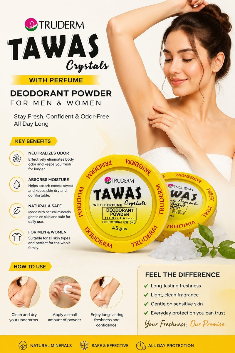 TRUDERM Two Pieces of Tawas Crystals With Perfume Deodorant Powder 2X45g - Image 2