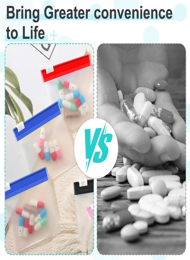 CoolShef حقيبة حبوب CoolShef، 14 قطعة، حقائب أدوية صغيرة قابلة لإعادة الاستخدام للسفر، حقيبة بسحاب محمولة، كيس تخزين بلاستيكي محكم الإغلاق، حاوية صغيرة الحجم وخفيفة الوزن لكبسولات المكملات الغذائية - Image 5