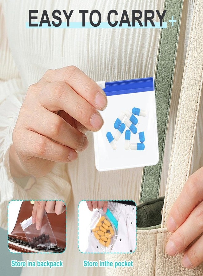 CoolShef حقيبة حبوب CoolShef، 14 قطعة، حقائب أدوية صغيرة قابلة لإعادة الاستخدام للسفر، حقيبة بسحاب محمولة، كيس تخزين بلاستيكي محكم الإغلاق، حاوية صغيرة الحجم وخفيفة الوزن لكبسولات المكملات الغذائية - Image 4