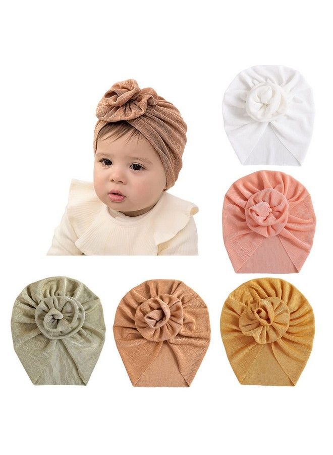HUIXIANG Newborn Baby Headwrap Hat Soft Meryl Infant Toddler Kids Girls Turban Nursery Beanie Hats Flower Multicolor - Image 1