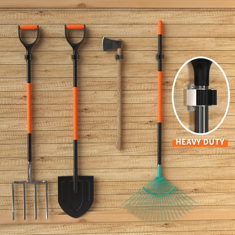 12 Pack Broom and Mop Holder - Wall Mounted Stainless Steel Organizer Rack - Image 5