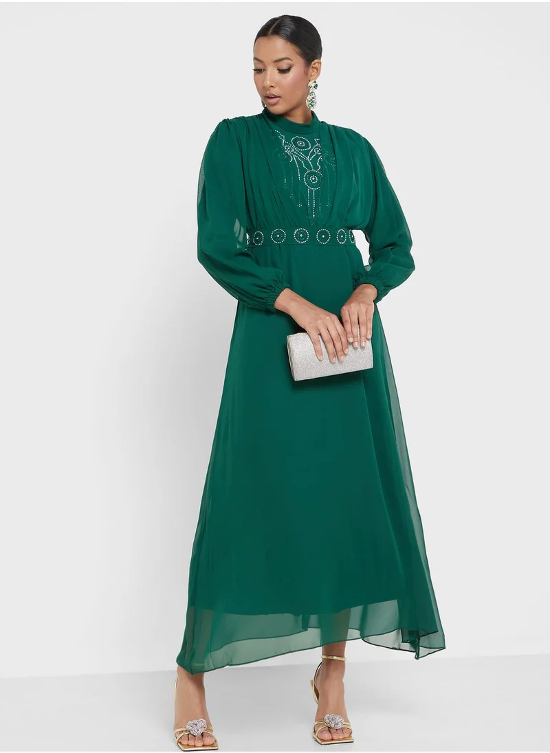 Khizana Embellished Drape Detail Dress