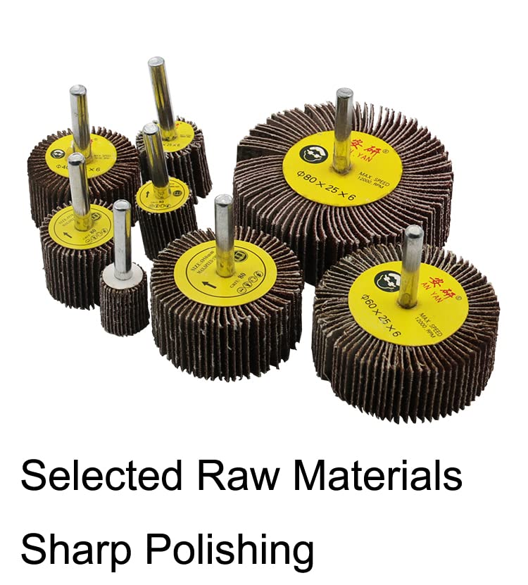 TorSor 6 Pack Flap Wheel Sander Set with 1/4'' Shank 3 Size 80 Grits Abrasive Sanding Flap Wheels for Die Grinder Power Rotary Tool Flex Shaft Grinders Polishing Rust Weld Burr Removing Coat Paint - Image 2