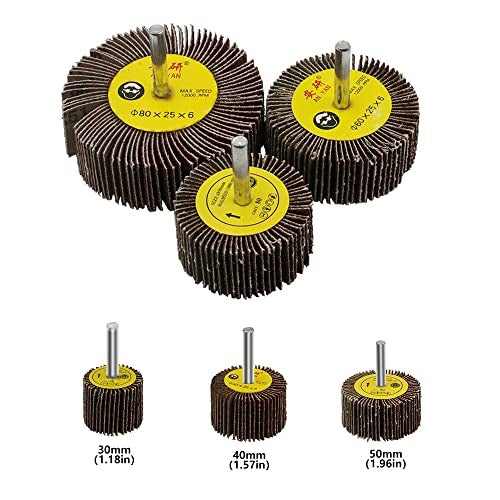 TorSor 6 Pack Flap Wheel Sander Set with 1/4'' Shank 3 Size 80 Grits Abrasive Sanding Flap Wheels for Die Grinder Power Rotary Tool Flex Shaft Grinders Polishing Rust Weld Burr Removing Coat Paint - Image 5