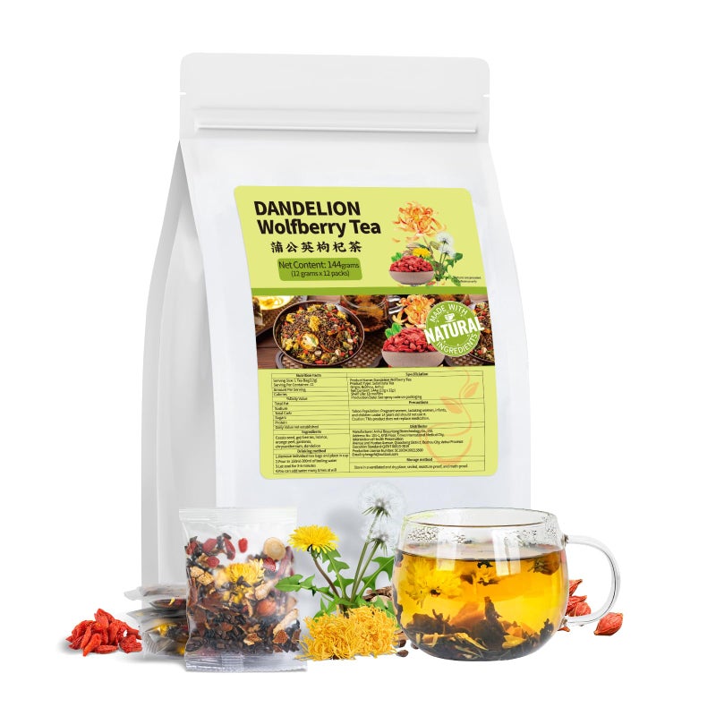 BeleePlanner Dandelion Wolfberry Tea Natural Kidneys  Liver Health Dandelion Root Tea with Dandelion Wolfberry Cassia Seed Chrysanthemum Licorice Orange Peel Gardenia 1 Pack12 Bags - Image 3