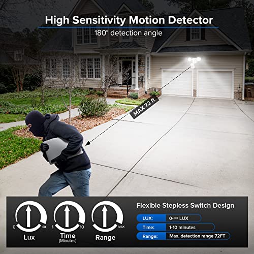 SANSI Motion Sensor Outdoor Lights, 15W 2000LM LED Flood Lights Outdoor, 5000K 4 Modes Security Lights for Outside Porch Yard Garage Patio, IP65 Dusk to Dawn Motion Detector Lights - Image 3