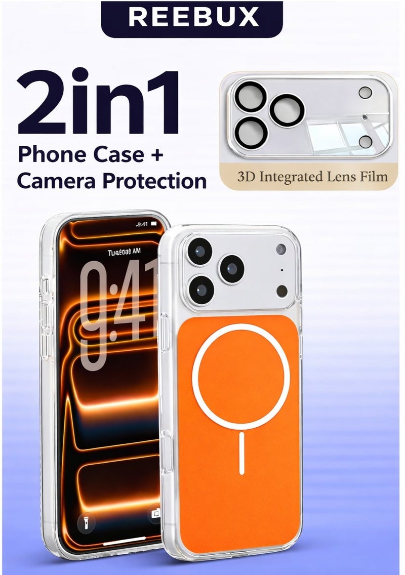 Reebux iPhone 17 Pro 2-in-1 Case with Camera Protection Frame, MagSafe Compatible, Strong Magnet, Military-Grade, Wear-Resistant Cover - Image 1