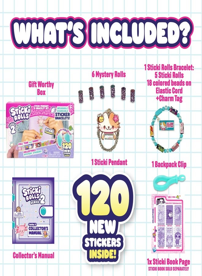 Sky Castle Sticki Rolls Pendant Pack | 120 Exclusive Wearable Shareable Stickers with Toy Pendant and Bracelet | Collect and Share | Ages 5 and Up | Series 2 - Cora & BeeBee - Image 4