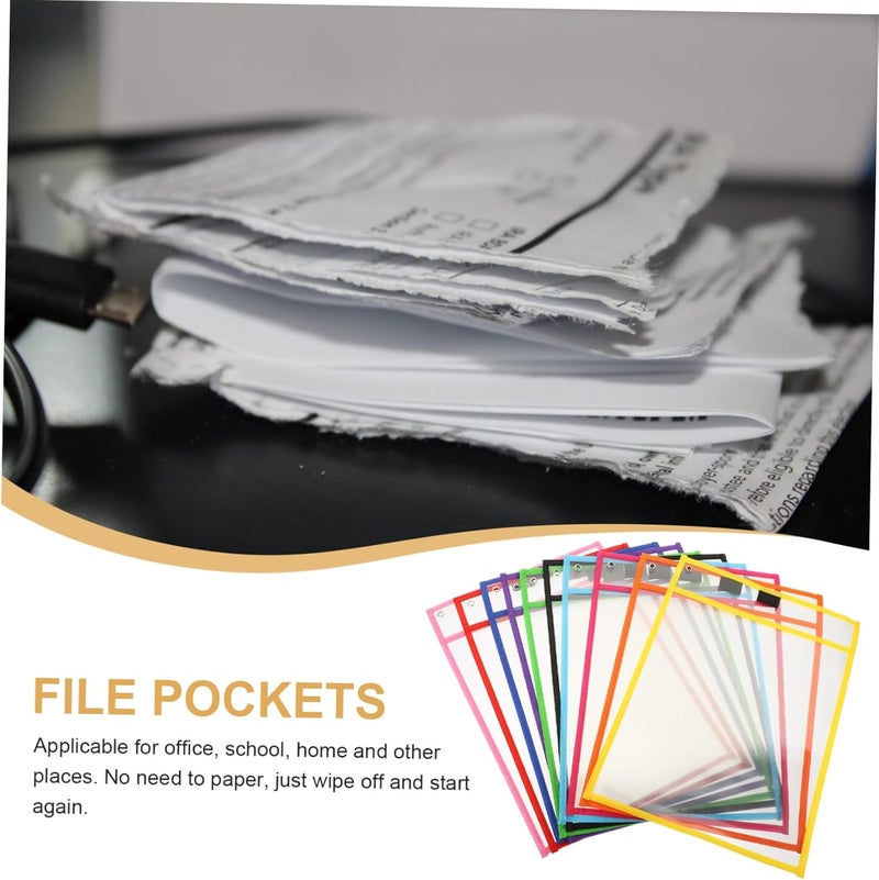 NUOBESTY 10pcs Reusable Dry Erase Pockets Convenient Portable Sheet Protectors Dry Erase Sleeves for Classroom Office and Home Use Sturdy Wipe Clean Multi-Sided Design - Image 4