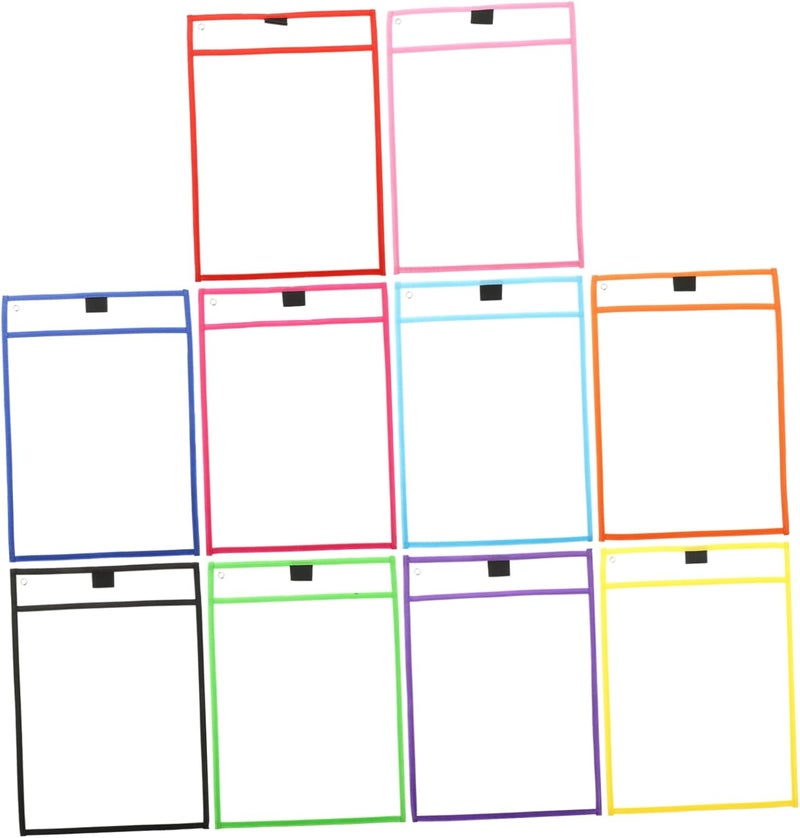 NUOBESTY 10pcs Reusable Dry Erase Pockets Convenient Portable Sheet Protectors Dry Erase Sleeves for Classroom Office and Home Use Sturdy Wipe Clean Multi-Sided Design - Image 1