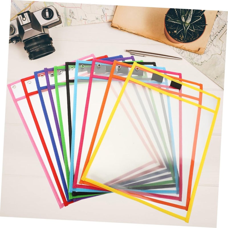 NUOBESTY 10pcs Reusable Dry Erase Pockets Convenient Portable Sheet Protectors Dry Erase Sleeves for Classroom Office and Home Use Sturdy Wipe Clean Multi-Sided Design - Image 3