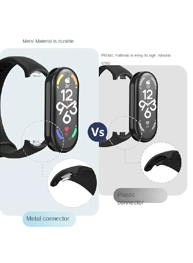O Ozone [Pack of 3] Silicone Strap Compatible with Xiaomi Mi Band 8, Soft Silicone Skin-Friendly Wrist Strap Adjustable Sports Wristbands Accessories for Women Men (Black/Green/Dark Blue) - Image 3