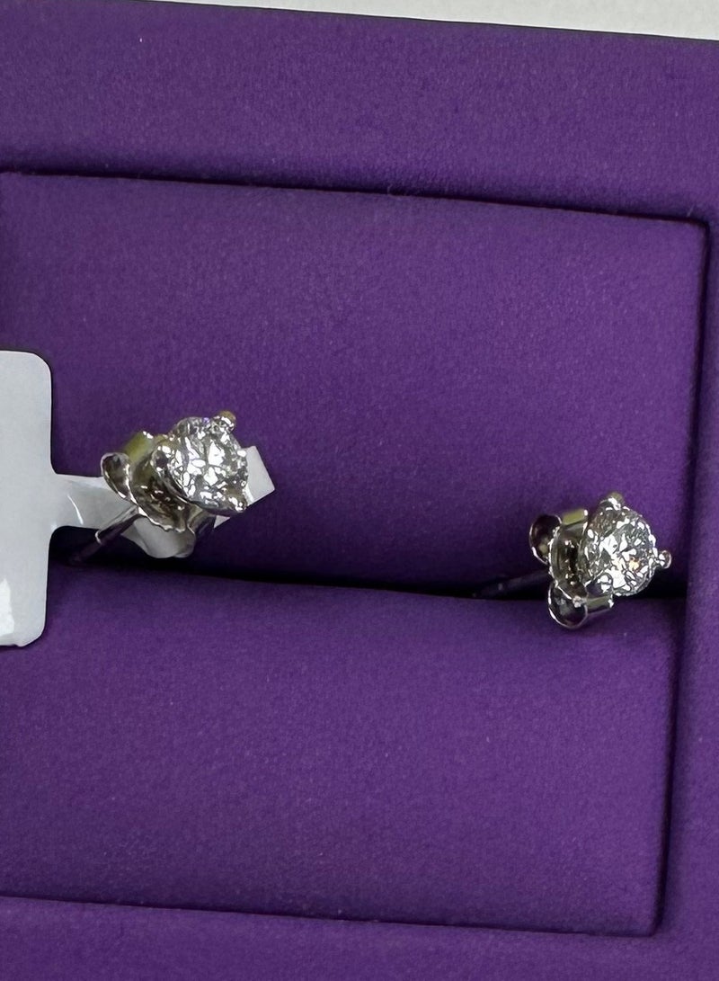 Diamond 18 Karat EarStuds With 0.50 Carat Total Weight IGI Certified Diamonds  - Image 3
