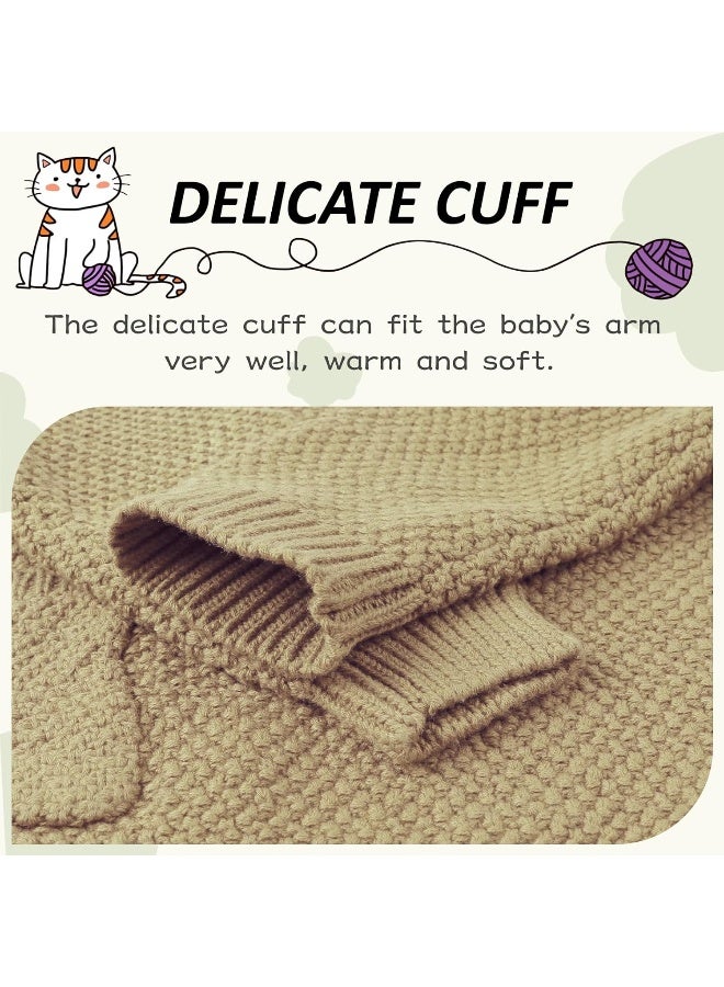 Peecabe Peecabe Toddler Boy Girl Sweater Cable Knit Baby Pullover Long Sleeve Crewneck Cotton Sweatshirt Fall Winter 6M-4T - Image 3