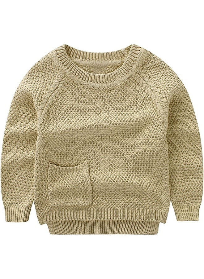Peecabe Peecabe Toddler Boy Girl Sweater Cable Knit Baby Pullover Long Sleeve Crewneck Cotton Sweatshirt Fall Winter 6M-4T - Image 1