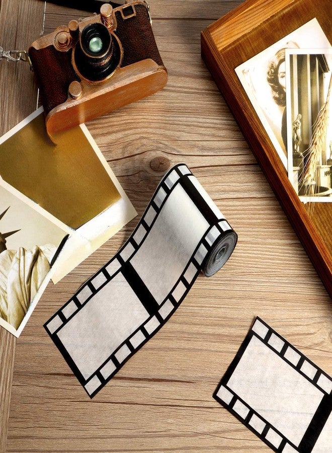 Gejoy 2 Rolls Filmstrip Tape Movie Party Decorations Filmstrip Poly Streamers Movie Reel Decor White and Black Material Film Border Roll for Cinematic Birthday Party Event Home Decor(3 Inch X 150 ft) - Image 3