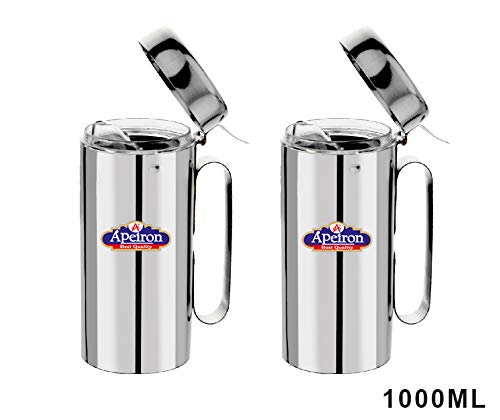 Apeiron Stainless Steel Oil Dispenser Transparent Nozzle Cooking Oil Dispenser Stopper Pourer (Silver, 1000ml) - Pack of 2 - Image 2