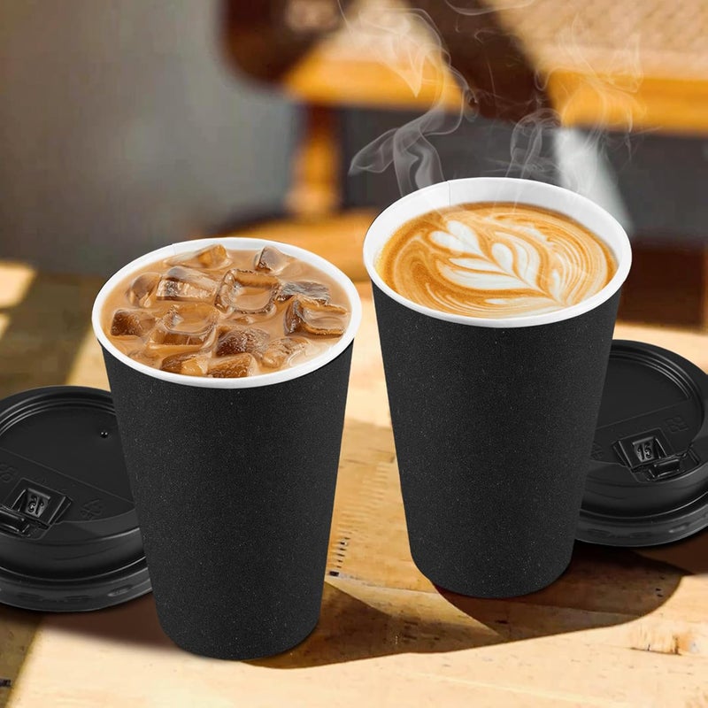 Clawsoff 500 pack 16 oz Coffee Cups with Lids, Disposable To Go Paper Coffee Cups with Sleeves and Stirring Sticks for Hot/Cold Drinks Office Home Shop Event - Image 4