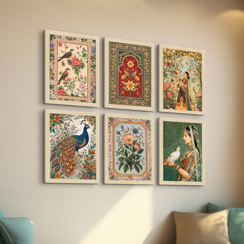 ArtX Paper Indian Art Madhubani Paintings With Frame For Living Room, Bedroom, Office, Painting for Wall Decoration, 10x13 inch, Set of 6 - Image 2
