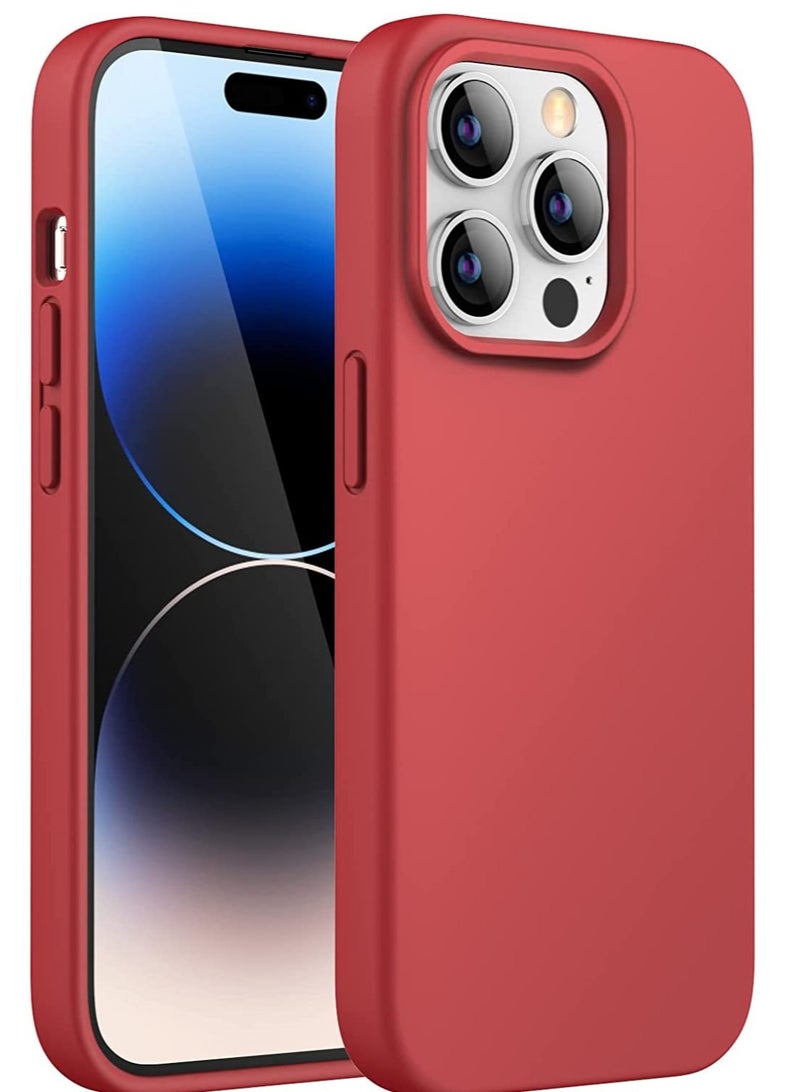 ELTRAZONE Silicone Case for iPhone 14 Pro 6.1-Inch, Silky-Soft Touch Full-Body Protective Phone Case, Shockproof Cover with Microfiber Lining (Red) - Image 1