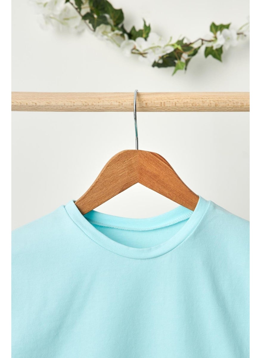 Babygiz Baby Blue Girl's Short Sleeve Crew Neck Anti-Sweat, Comfortable Cotton Combed Cotton T-Shirt  - Image 3