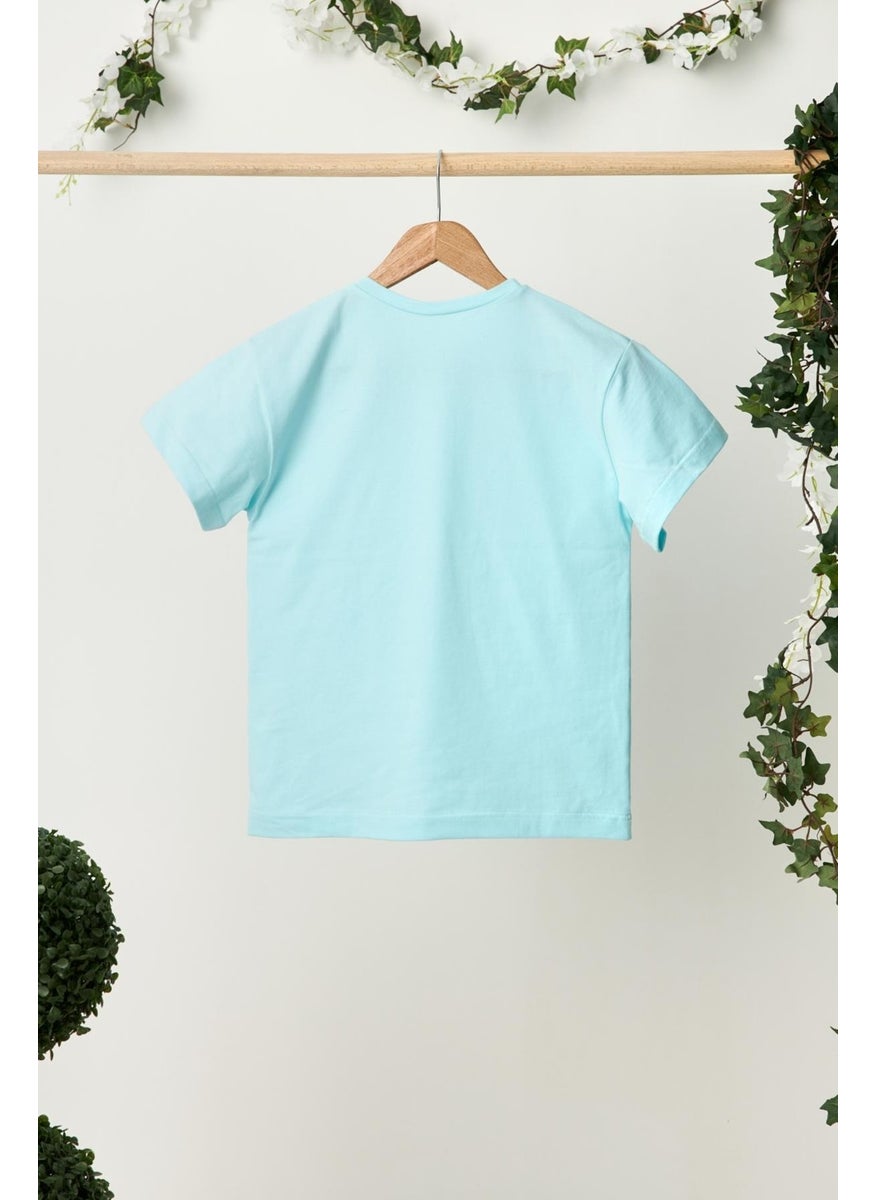 Babygiz Baby Blue Girl's Short Sleeve Crew Neck Anti-Sweat, Comfortable Cotton Combed Cotton T-Shirt  - Image 2