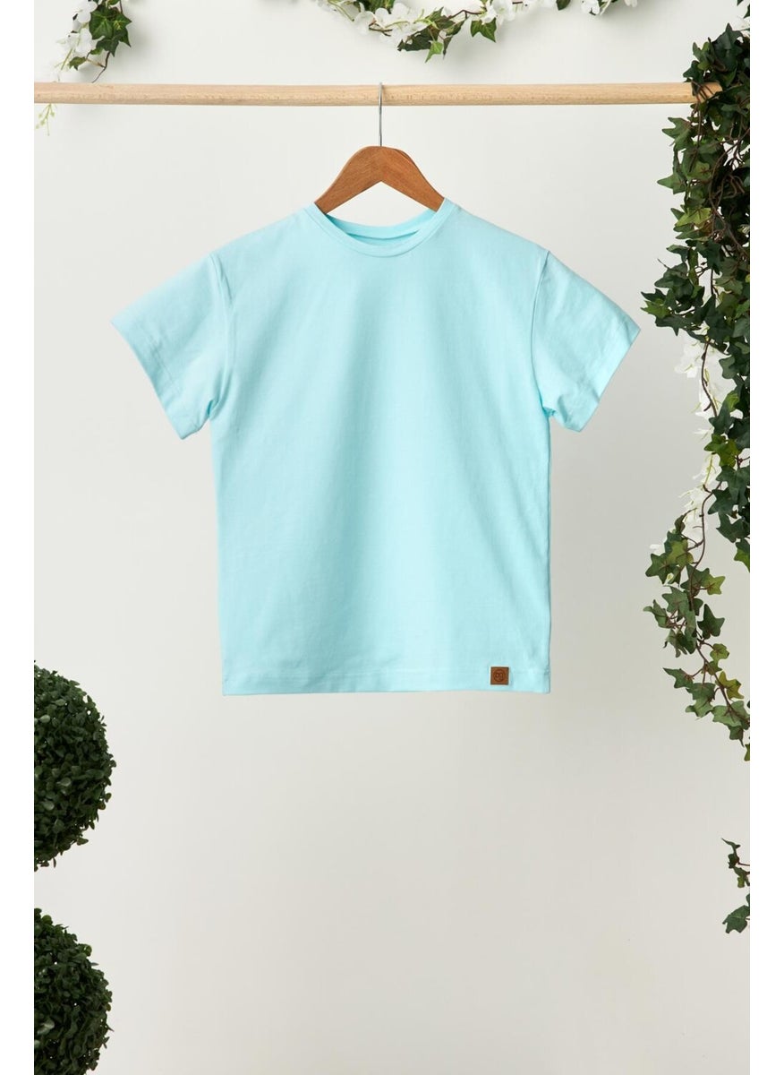 Babygiz Baby Blue Girl's Short Sleeve Crew Neck Anti-Sweat, Comfortable Cotton Combed Cotton T-Shirt  - Image 1