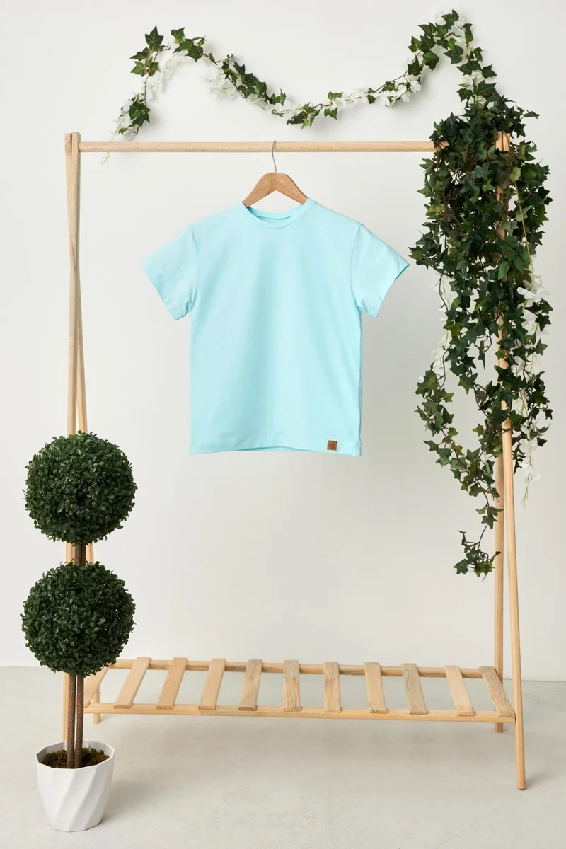 بيبيجيز Baby Blue Girl's Short Sleeve Crew Neck Anti-Sweat, Comfortable Cotton Combed Cotton T-Shirt