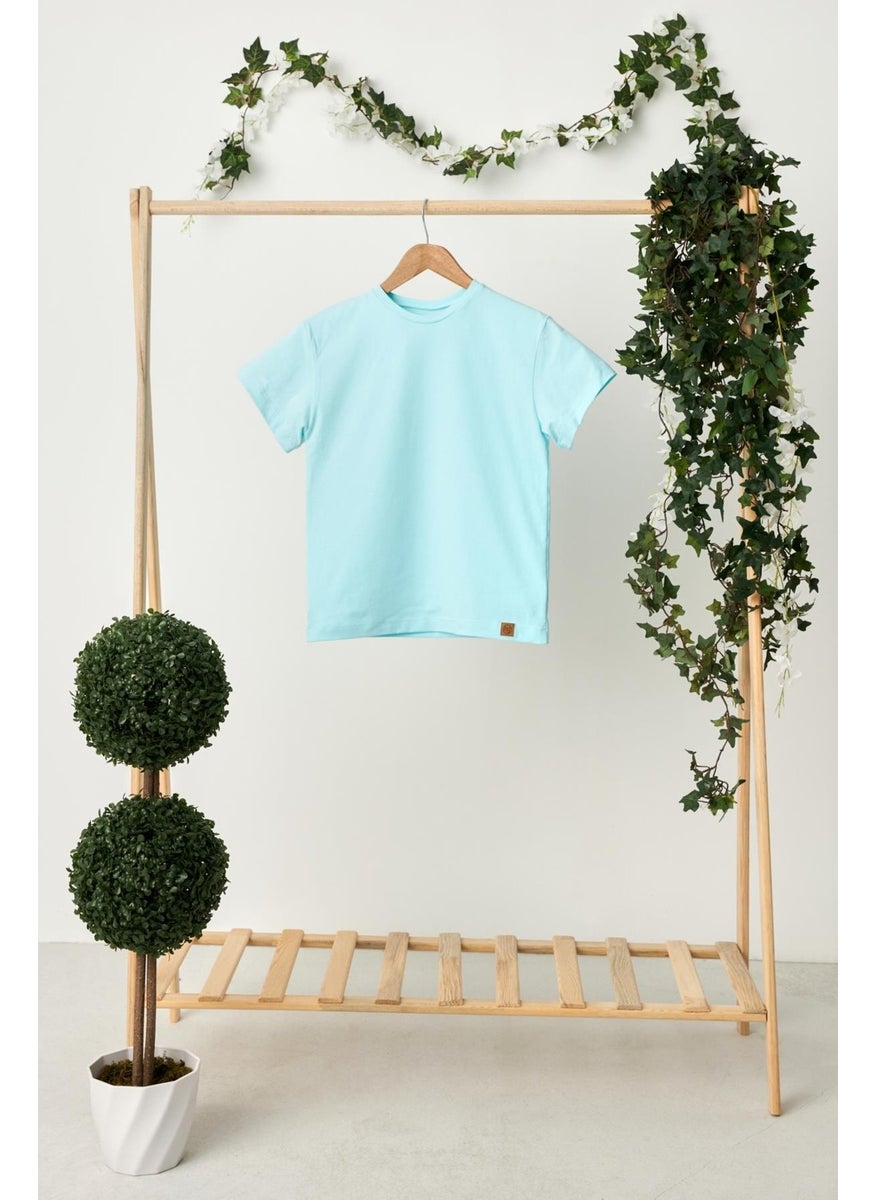 Babygiz Baby Blue Girl's Short Sleeve Crew Neck Anti-Sweat, Comfortable Cotton Combed Cotton T-Shirt  - Image 4