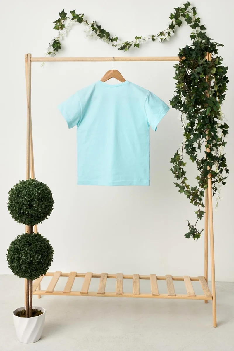 بيبيجيز Baby Blue Girl's Short Sleeve Crew Neck Anti-Sweat, Comfortable Cotton Combed Cotton T-Shirt