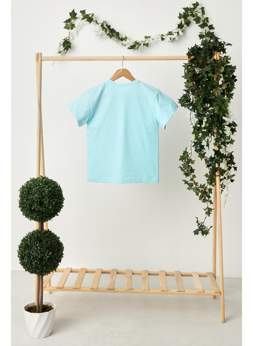 Babygiz Baby Blue Girl's Short Sleeve Crew Neck Anti-Sweat, Comfortable Cotton Combed Cotton T-Shirt  - Image 5