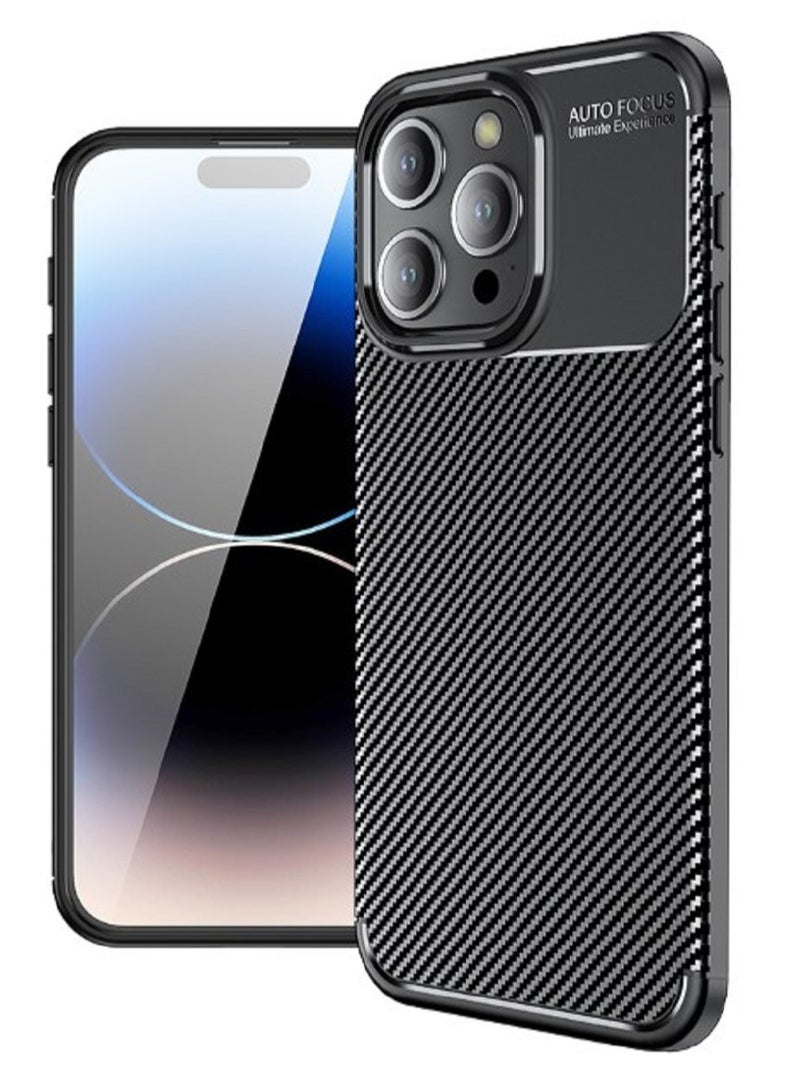 Cover iPhone 15 Pro Max  , - Protection Brushed Carbon Fiber Cover Shockproof - With Protection For Camera Slip-Resistant - Black  - Image 1