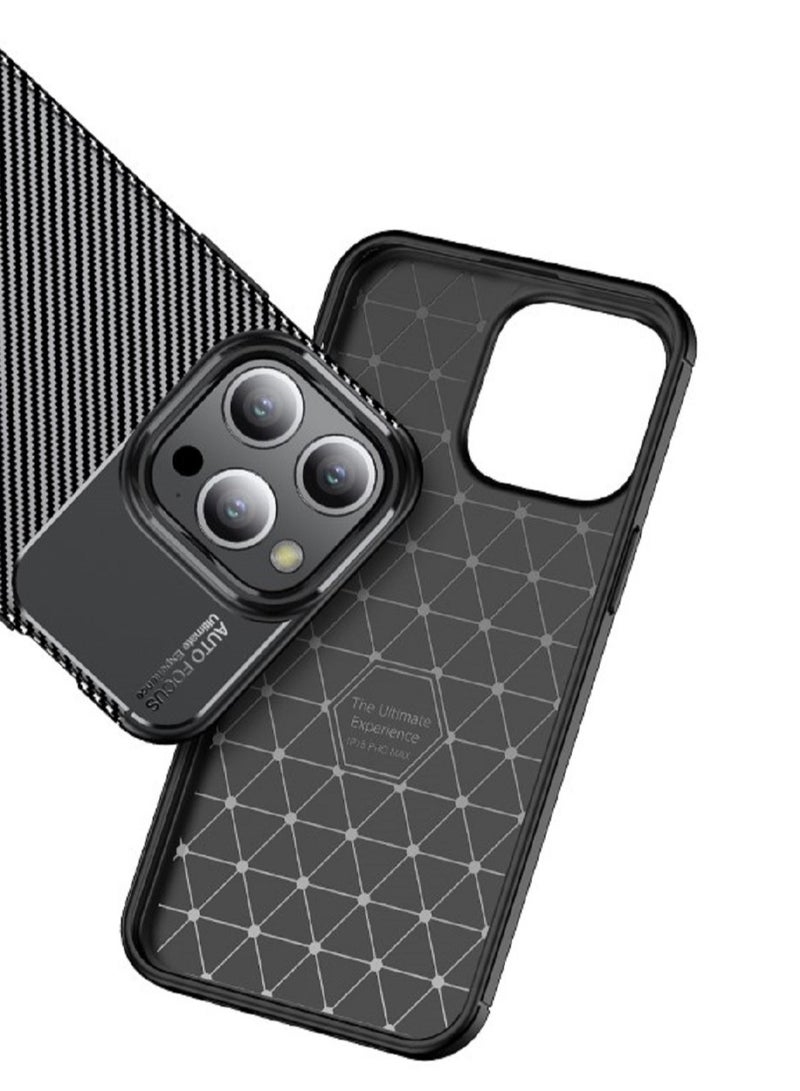Cover iPhone 15 Pro Max  , - Protection Brushed Carbon Fiber Cover Shockproof - With Protection For Camera Slip-Resistant - Black  - Image 5