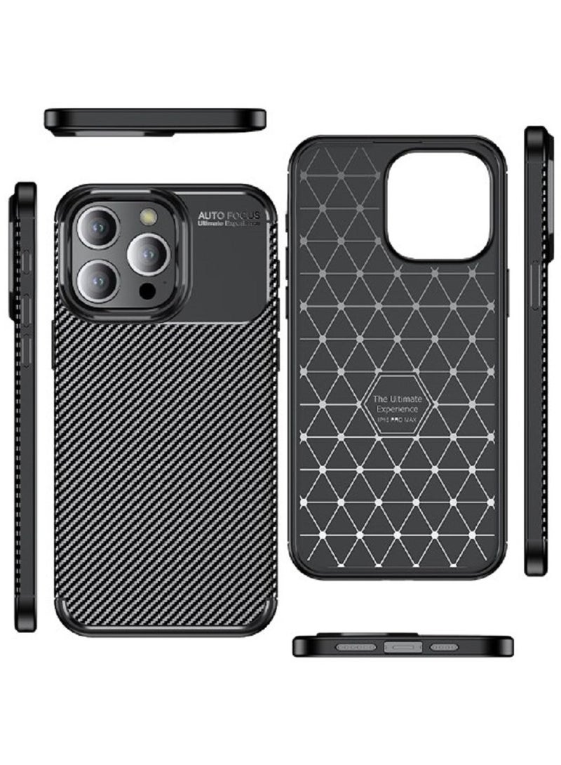 Cover iPhone 15 Pro Max  , - Protection Brushed Carbon Fiber Cover Shockproof - With Protection For Camera Slip-Resistant - Black  - Image 4