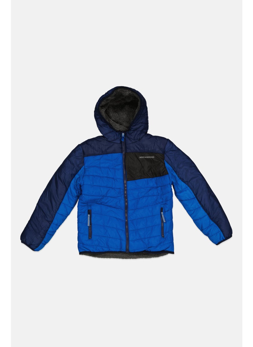 Weatherproof Kids Boy Two Tone Reversible Quilted Jacket, Blue Combo  - Image 1