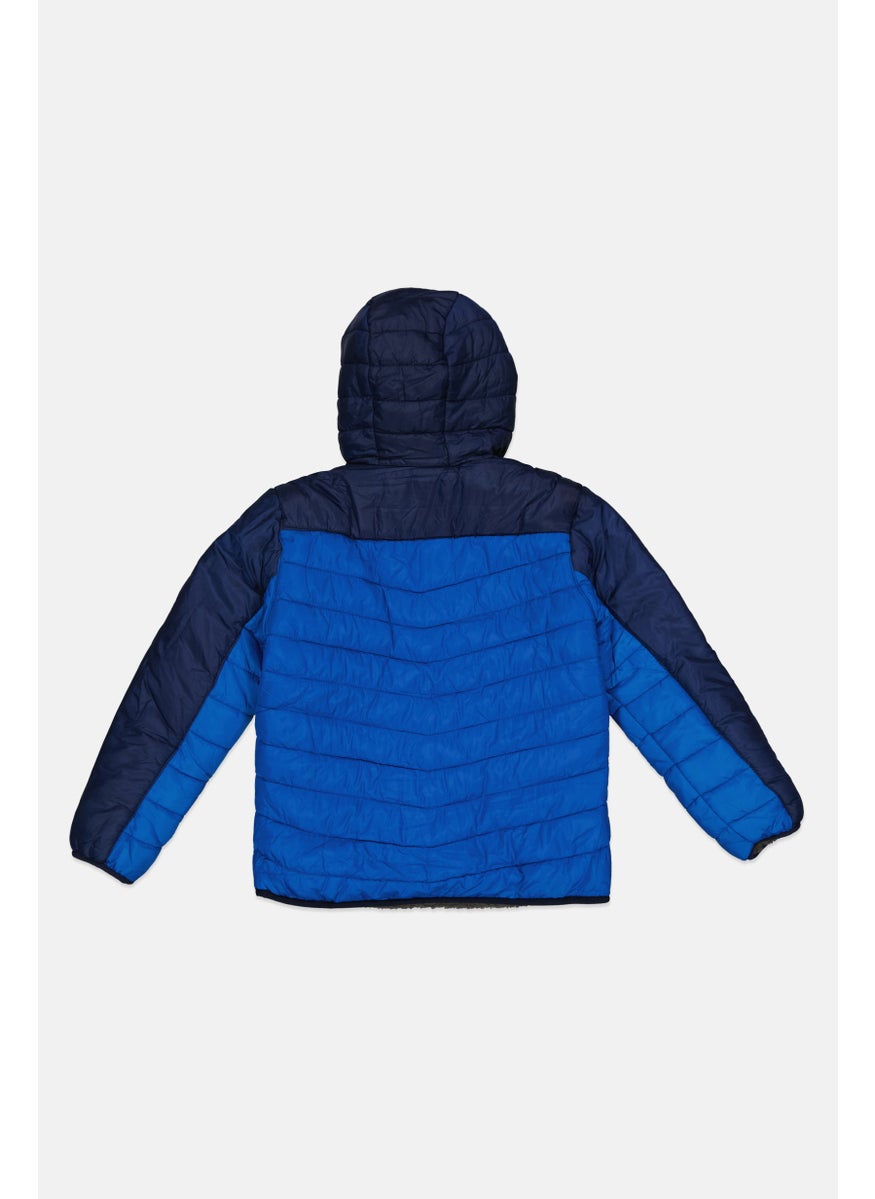 Weatherproof Kids Boy Two Tone Reversible Quilted Jacket, Blue Combo  - Image 2