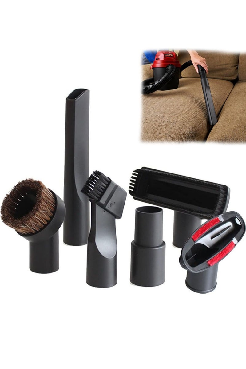 Apustim 6 Piece Universal Vacuum Cleaner Accessory Kit，Small Square Brush，Flat Suction Head，2 In 1 Suction Head，Sofa Suction Head，Horsehair Round Brush，32 To 35mm Adapter，Suitable For Shop Vacuum Cleaner Accessories - Image 1