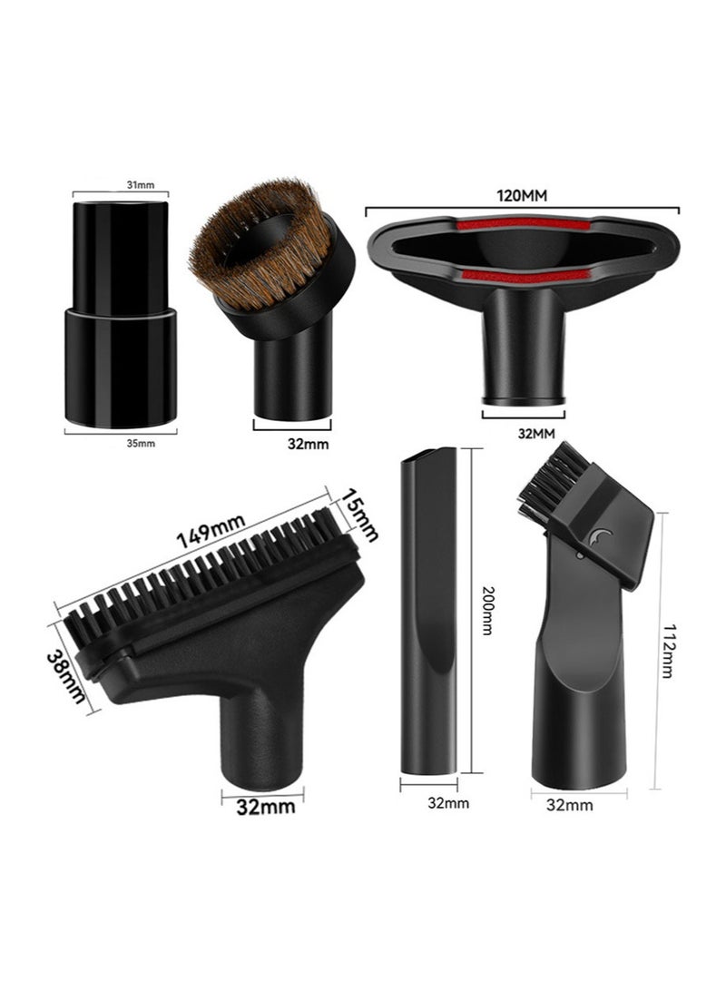 Apustim 6 Piece Universal Vacuum Cleaner Accessory Kit，Small Square Brush，Flat Suction Head，2 In 1 Suction Head，Sofa Suction Head，Horsehair Round Brush，32 To 35mm Adapter，Suitable For Shop Vacuum Cleaner Accessories - Image 2