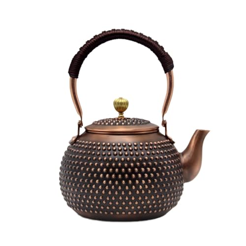 YJX 47.3oz Elegant Japanese Style Copper Tea Kettle For Stovetop Safe, Non-Coating Pure Copper Teapot with Stainless Steel Tea Ball For Loose Tea, Solid Tea Pot For 2-4 Cups (1400ml) - Image 1