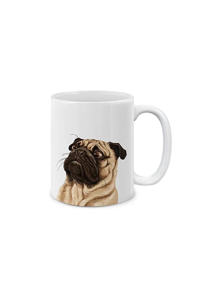 RYN Cute Dazed Pug Puppy Dog Ceramic Coffee Mug Tea Cup, 11 OZ - Image 1