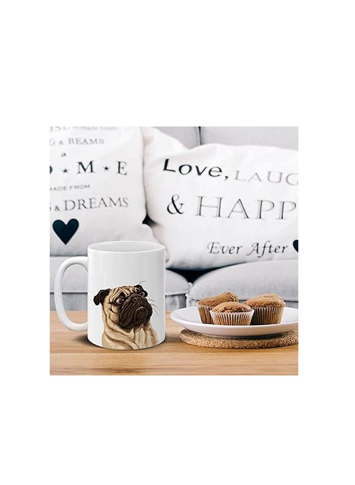 RYN Cute Dazed Pug Puppy Dog Ceramic Coffee Mug Tea Cup, 11 OZ - Image 2