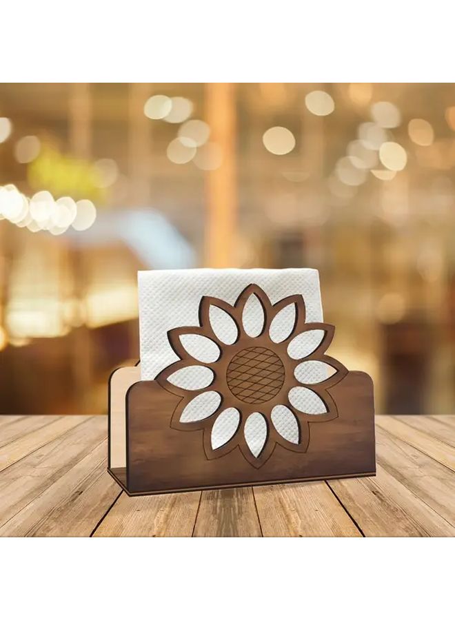 Wooden Sunflower Napkin Holder Style A Restaurant Bar Hotel Home Kitchen Tabletop Decoration Flat 2D Vintage Bohemian Retro Tabletop Accessory Seasonal Versatile Home Decor - Image 5