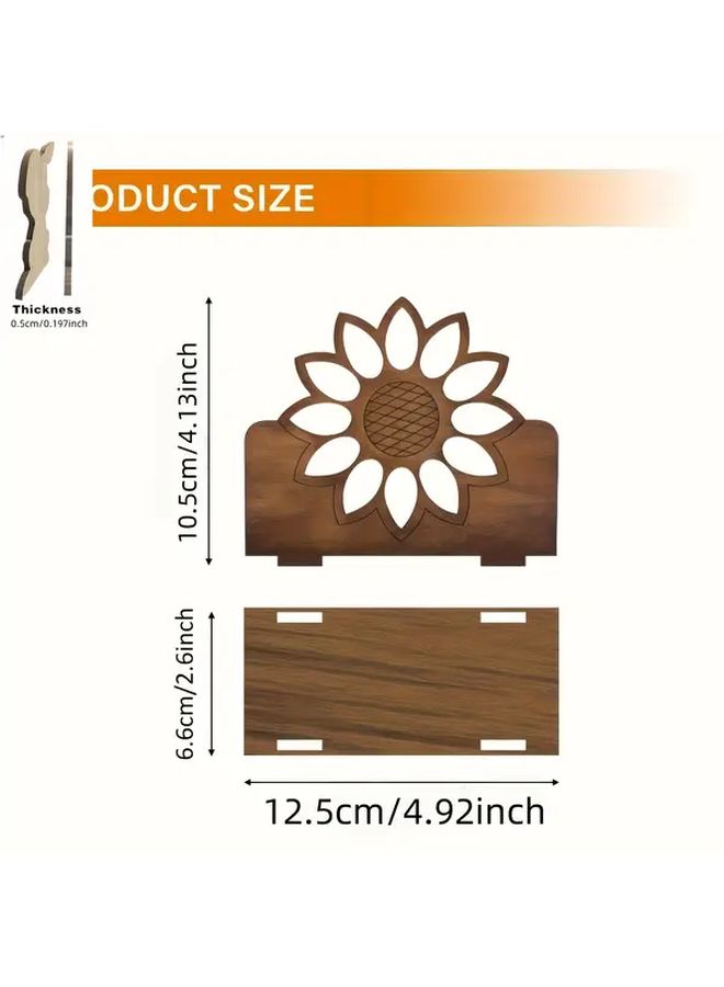 Wooden Sunflower Napkin Holder Style A Restaurant Bar Hotel Home Kitchen Tabletop Decoration Flat 2D Vintage Bohemian Retro Tabletop Accessory Seasonal Versatile Home Decor - Image 2