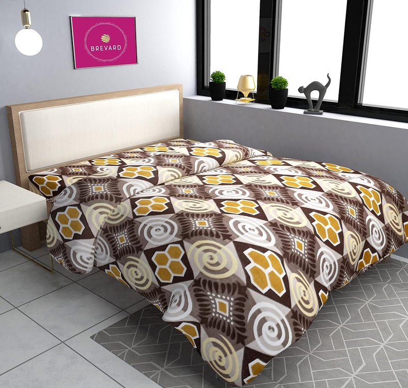 BREVARD BREVARD Double Bed Woolen Fabric Geometric Quilt CoverDuvet CoverRajai CoverBlanket Cover for Winters 90x100 Inches Brown and Red Combo of 2  - Image 2