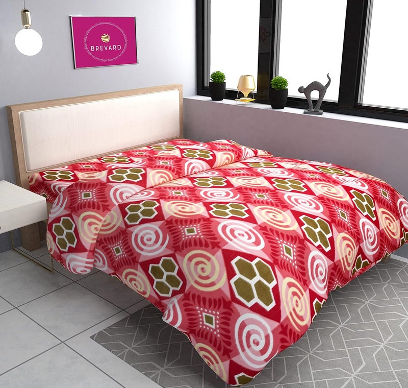 BREVARD BREVARD Double Bed Woolen Fabric Geometric Quilt CoverDuvet CoverRajai CoverBlanket Cover for Winters 90x100 Inches Brown and Red Combo of 2  - Image 3