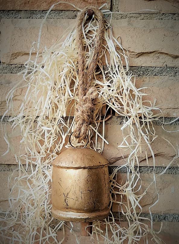 MIRAMAYEE Large Handmade Rustic Vintage Lucky Cow Bells 6 Set of 1 On Rope Wall Hanging Dcor - Image 2