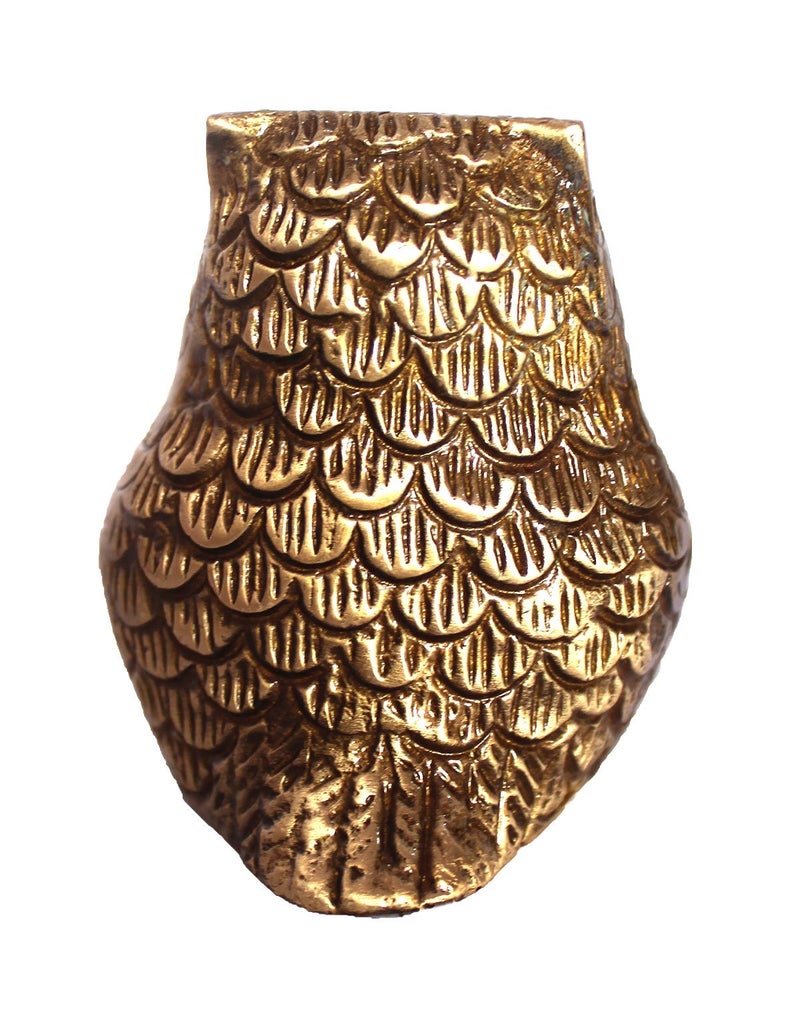 athizay Owl Statue Brass Metal Laxmi Vahana Gold Finish Premium Showpiece for Home Decoration and Giftings Feng Shui Good Luck Knowledge Energies - Image 3